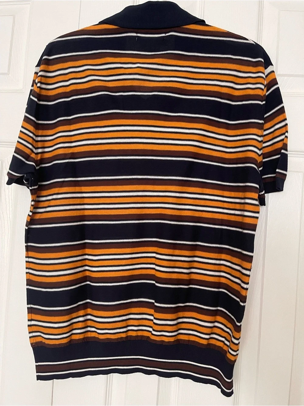 BANANA REPUBLIC 100% COTTON SWEATER POLO NAVY BLUE STRIPES Retro Vibes NEW
